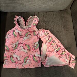 Brand New Carter's Unicorn Rainbow 2pc Swimsuit Set Bikini Girls 2T